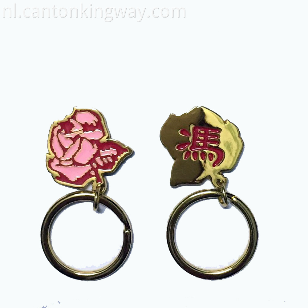 Custome Metal Rose Keychain Golden Plating